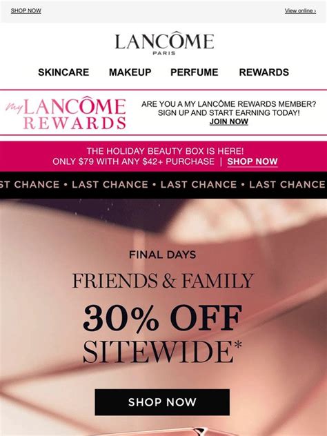 ysl lancome|lancome 30 off entire purchase.